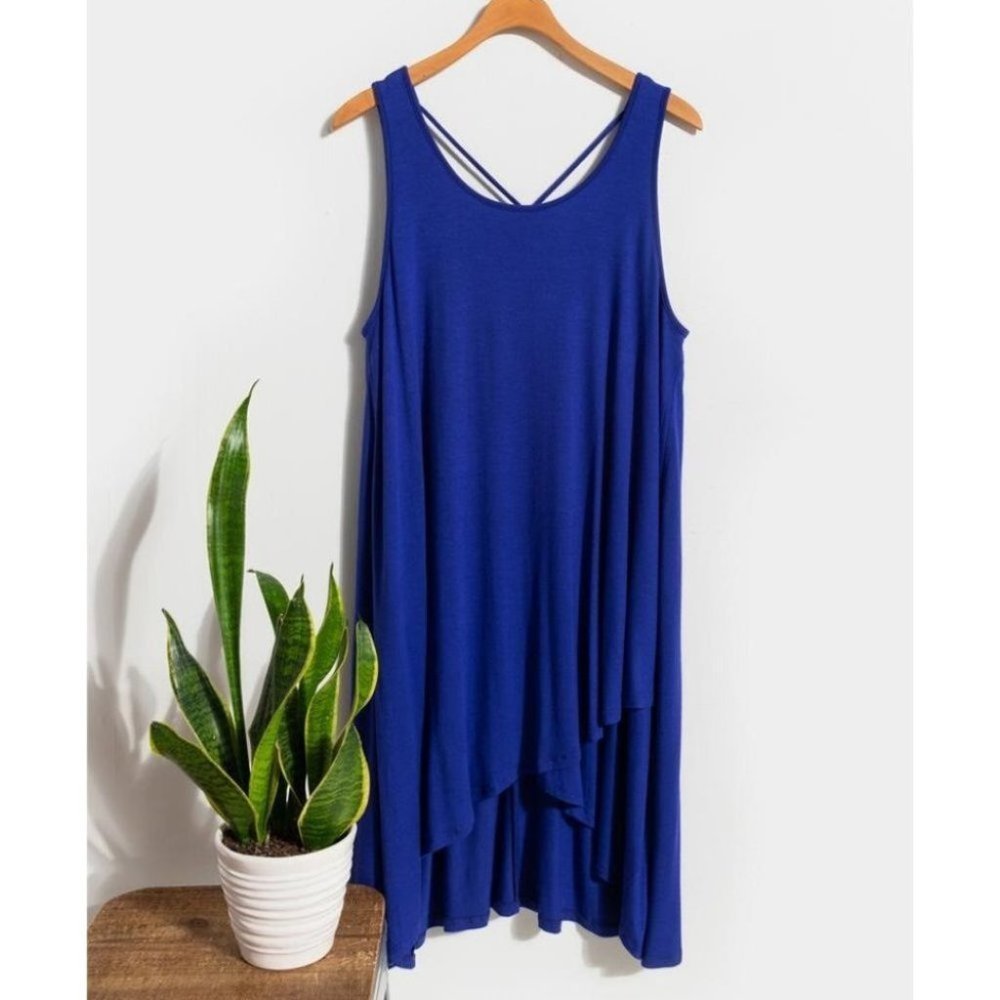 NWOT Lattice Swimsuit Cover Up Blue Tank Dress Francesca's Size XS/S